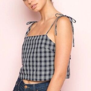 Brandy Melville John galt gingham Dena tie‎ tank